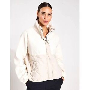 Vuori Highlands Fleece Stand Collar Front Zip Jacket White Women's Medium